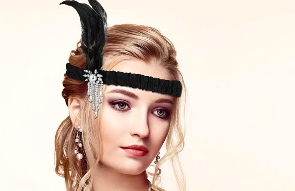Haar-Accessoires mit Federn und Diamanten